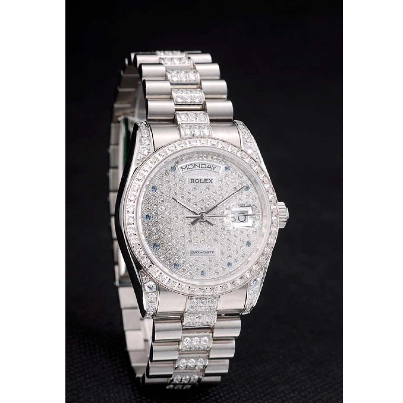 Aaa replica watch DayDate Plated Stainless Dial Steel Plated Bracelet Rolex Diamond 41986 Diamond 0526